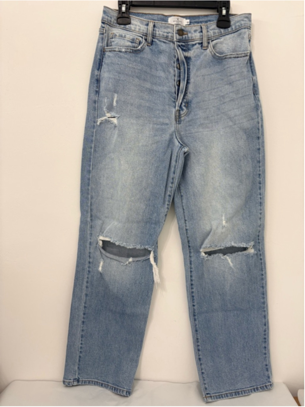 Windsor Super High Rise Dad Jeans Sz 13 (15.75”W) Light Wash Distressed EUC - Picture 2 of 7